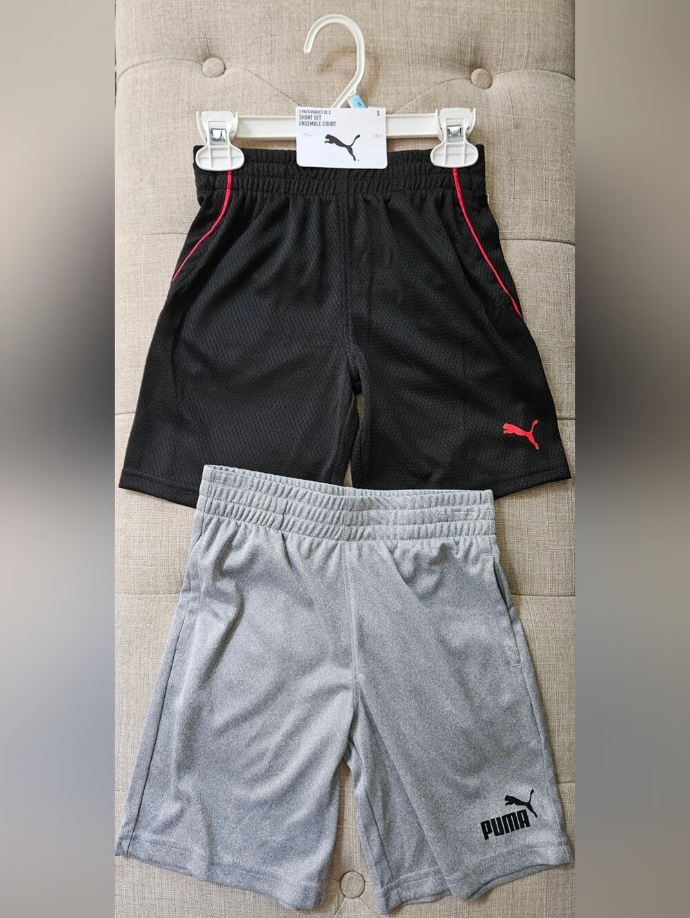 Set of 2 Puma Kids Black and Grey Athletic Shorts